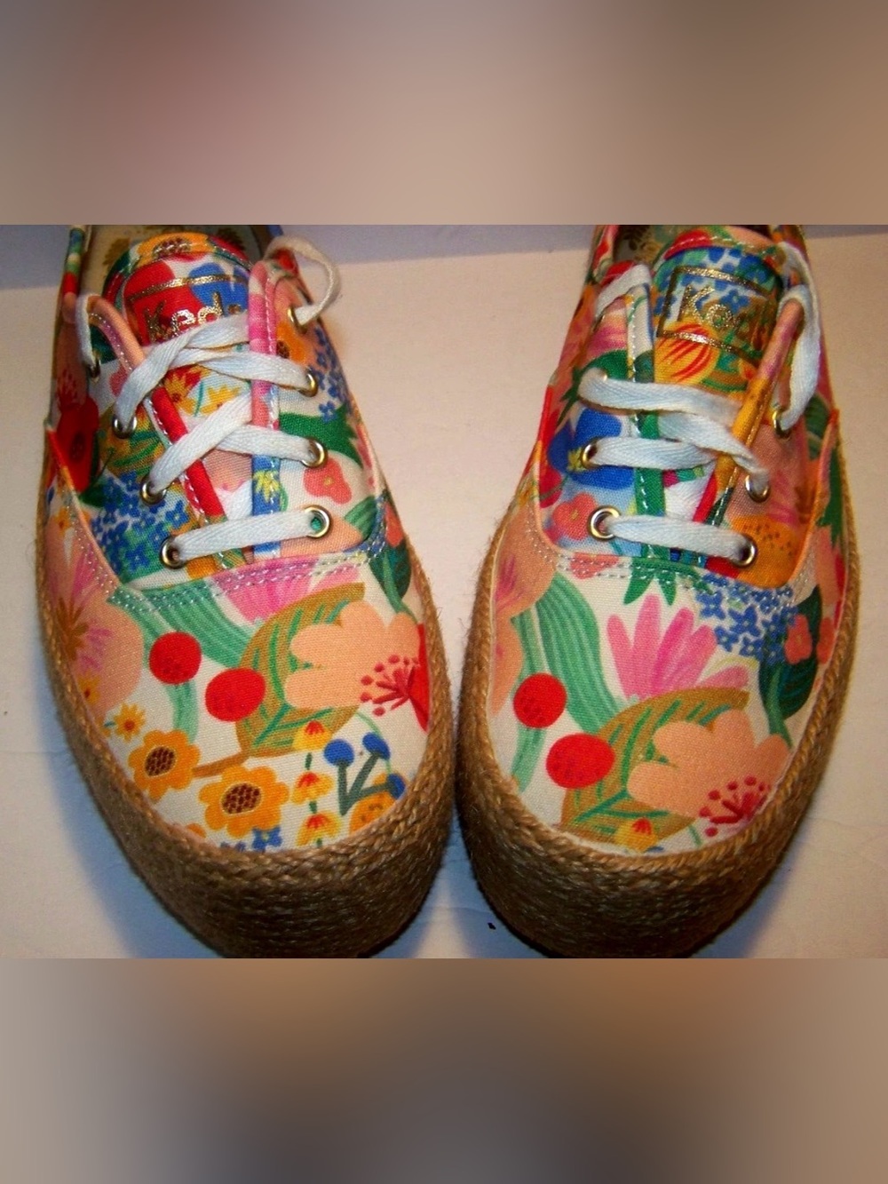 Keds Women's Floral Canvas Lace-Up Sneakers - White, Green, Blue, Pink, Orange